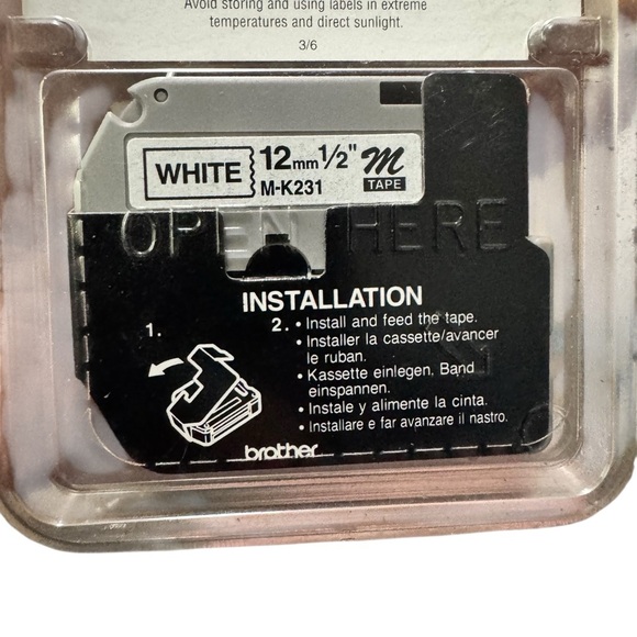 Brother M-231 Label Tape | 1/2" White w/ Black Text | Vintage P-Touch Refill - Picture 5 of 12